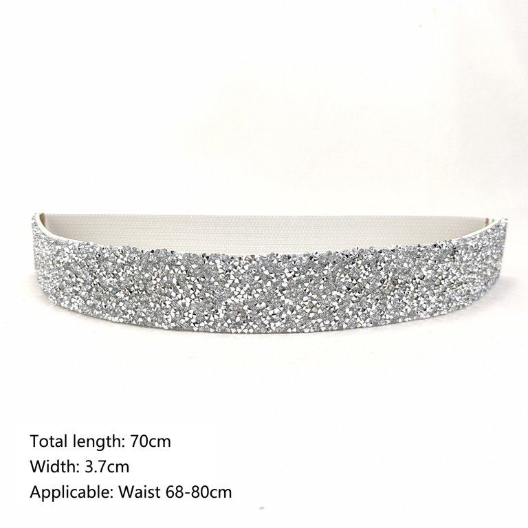 Women Wide Waist Belt Sparkling Rhinestones Elastic Belt  display picture 1