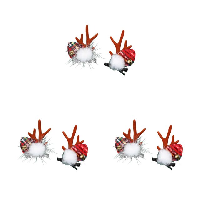 Wosthever 1 par de pinzas para el cabello de Navidad, horquilla de cuerno de ciervo de Navidad, Bola de piel de nieve, recuerdo de fiesta, decoración de Type1 NO1 Wosthever CBP547528