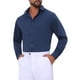 thumbnail image 4 of Camisa de hombre Inspire Chic con cuello de punta, de manga larga, con botones, color sólido, camisa de vestir de negocios, 2XL, azul oscuro, 4 of 6