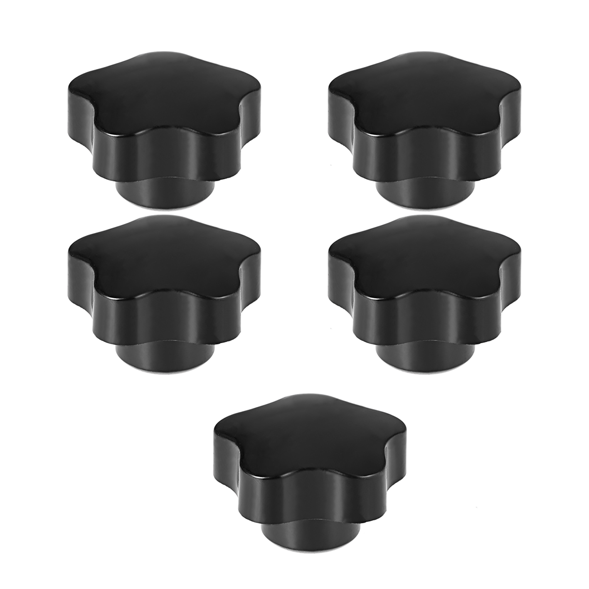 Uxcell M8 Female Thread 48mm Head Brass Insert Star Knobs Black 5 Pack