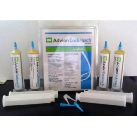 Advion Cockroach Gel Bait, 4 Tubes x 30-Grams, 4 Plunger and 4 Tips, German Roach Insect Pest Control, Indoor and Outdoor Use, Roach Killer Gel for American, German and Other Major Cockroach Species