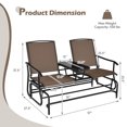 thumbnail image 3 of Patiojoy Brown Patio Loveseat Rocking 2 Person Outdoor Double Glider Chair With Center Table, 3 of 7