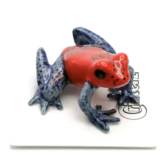 Little Critterz Strawberry Poison Dart Frog Handcrafted - Home Decor Reptile Birthday Gift Decorative Figurine - Miniature Porcelain Figurine