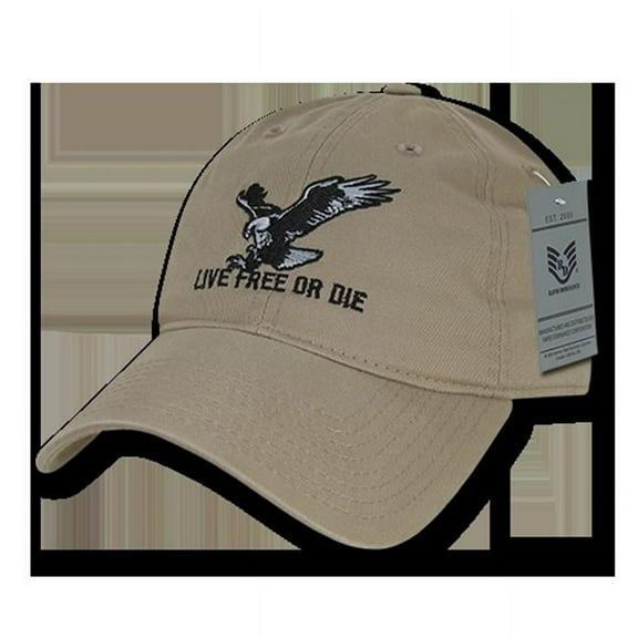 RapDom Live Free Or Die Relaxed Graphic Mens Cap [Khaki - Adjustable]