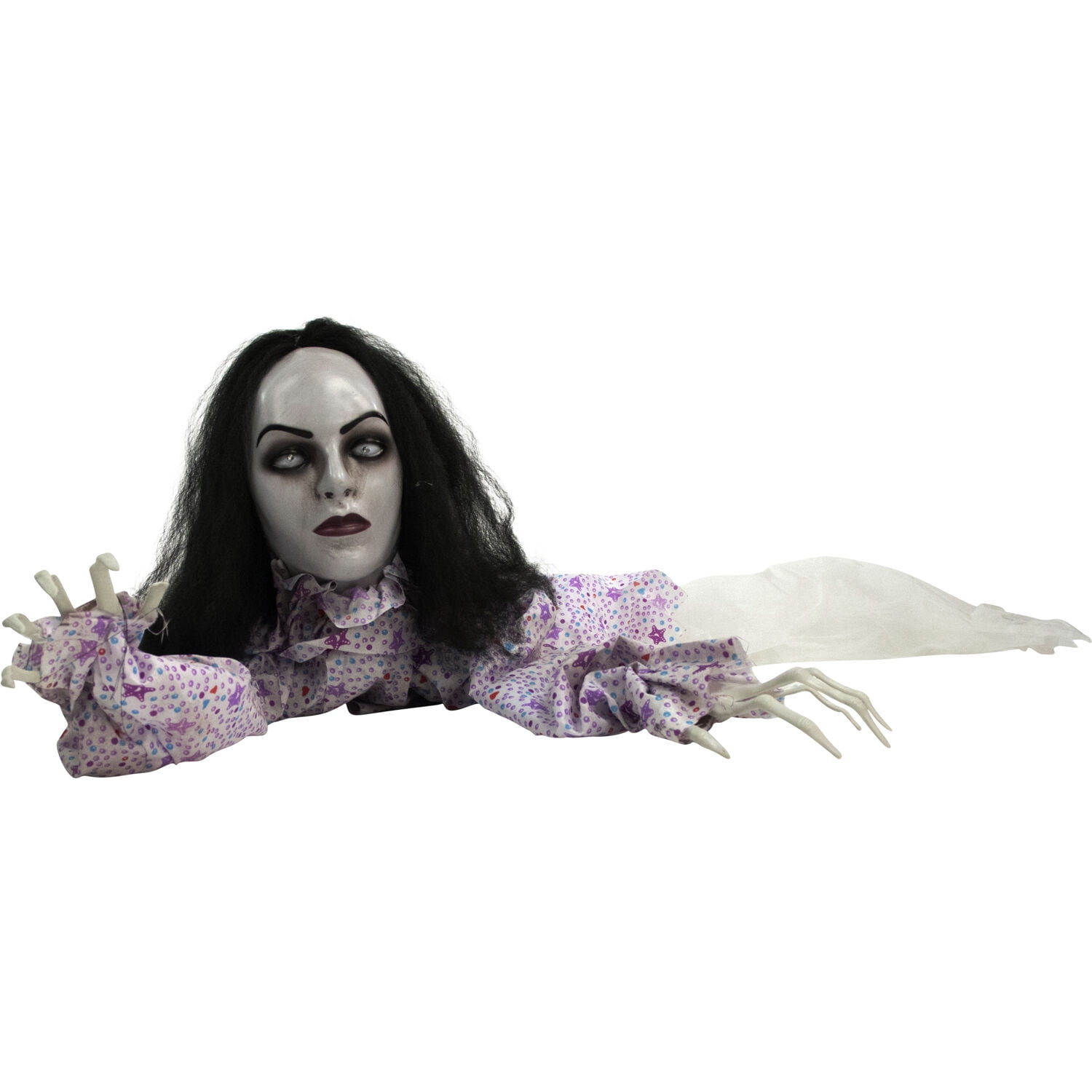 Haunted Hill Farm 5.25 ft Animatronic Haunted Crawling Lady, Indoor/Covered Outdoor Halloween Decoration, HHGBLADY-1LSA