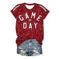 thumbnail image 4 of Fshinging Football Shirts for Women Short Sleeve Tops Summer Sequin Football Graphic T Shirts y2k Glitter Crew Neck Ladies Pullover Tees, 4 of 5