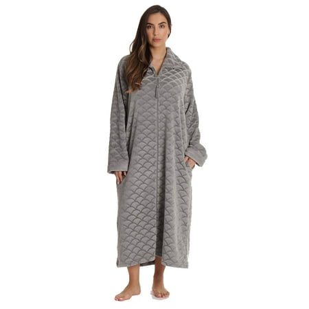 

Just Love Plush Zipper Lounger Robe for Women (Grey 2X)