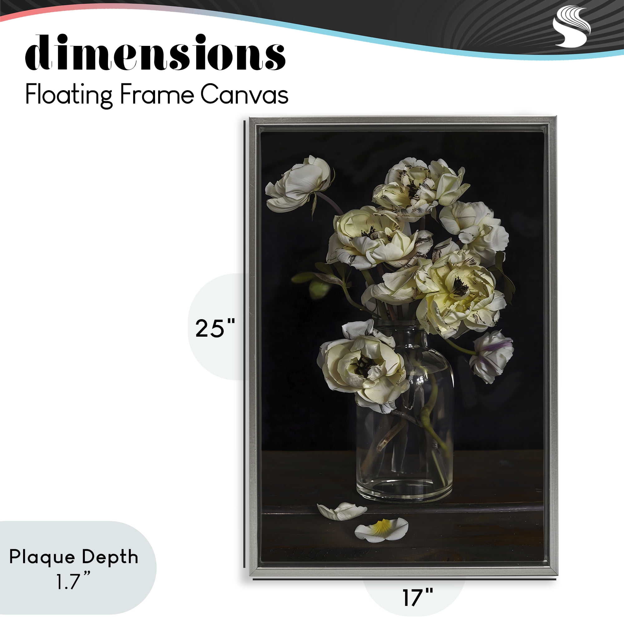 Stupell Industries Elegant Arrangement of Cream Blossoms Gray Framed Floater Canvas Wall Art, design by Creative Studio
