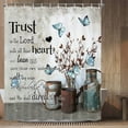thumbnail image 3 of Rustic Farmhouse Blue Butterfly Shower Curtain, Flower Inspirational Quotes Shabby Chic Country Shower Curtain for Bathroom, Bible Verse Scripture Quotes Shower Curtain with Hooks,60X70IN, 3 of 6