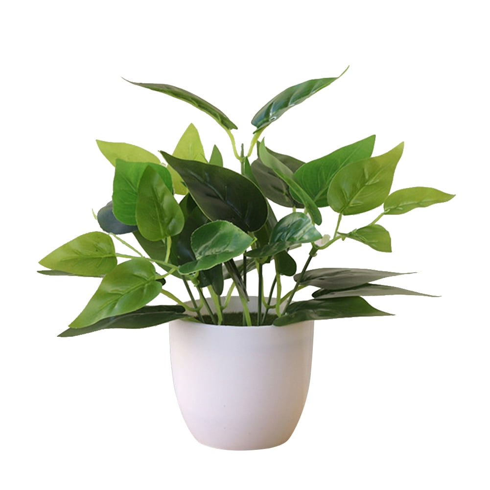 Limei Mini Fake Succulent Plants Artificial Plastic Succulents Potted Faux Eucalyptus Plants for Home Office Table Decoration (White Plastic Pots)