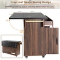thumbnail image 3 of Aukfa Rolling Kitchen Island Table on Wheels W/ Drop Leaf & Trash Can, Storage Cabinet for Kitchen Living Room, Walnut, 3 of 8