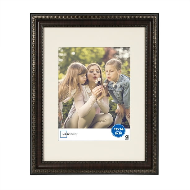 Mainstays 11x14 Matted to 8x10 Mahogany Decorative Wall Picture Frame