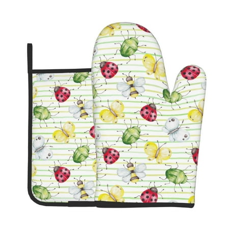 

Bingfone Insects Print Oven Mitts Pot Holders Set 2 PCS for Kitchen for Cooking Grilling Baking BBQ Pot Holders Cook Essentials