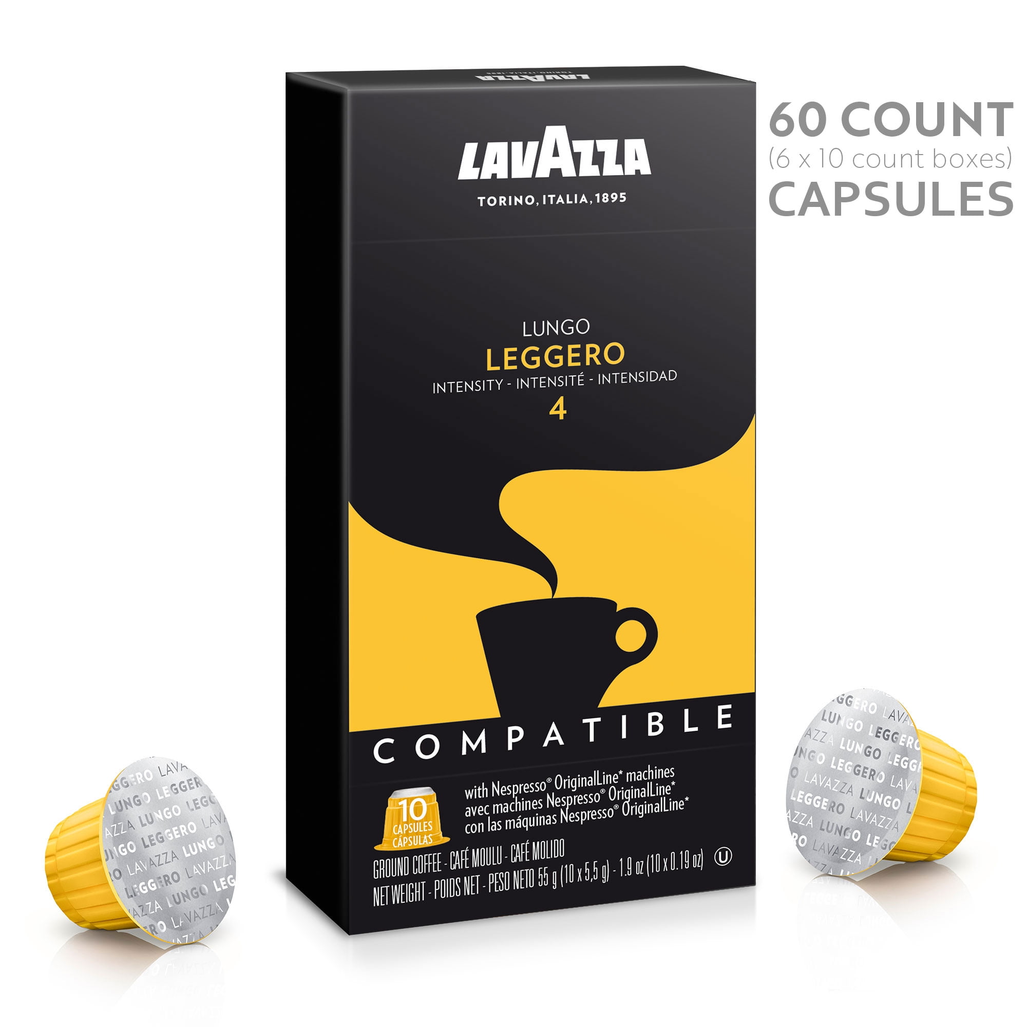 Lavazza Nespresso Compatible Capsules, Leggero Lungo Medium Roast