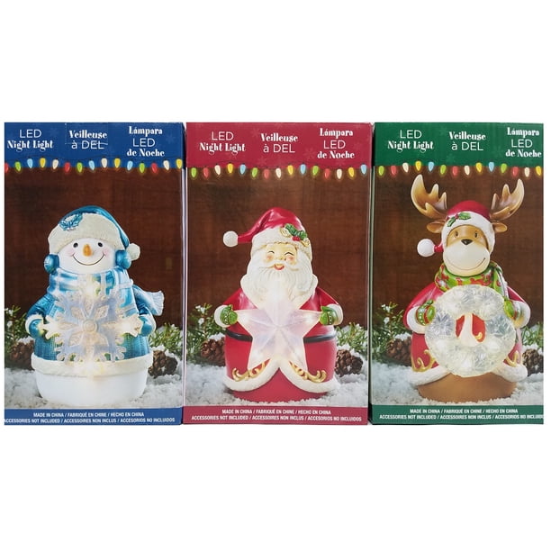 LED Christmas Night Light 3 Pack Santa Snowman and Reindeer Walmart