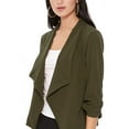 thumbnail image 6 of Women's Elegant Draped Blazer Casual Open Front 3/4 Sleeve Jacket, 6 of 6