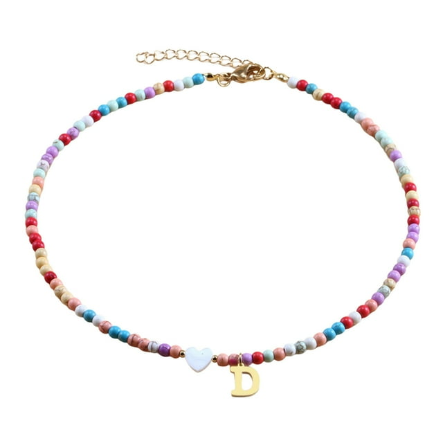 Collier Perlé Initial 26 pour Femmes Colliers pour Femmes A Z 26 Alphabet Initial Colliers Perlés pour Femmes Filles Pendentifs Colliers Pendentifs Pendentif Collier Initial Colliers pour Femme Collier pour Hommes avec