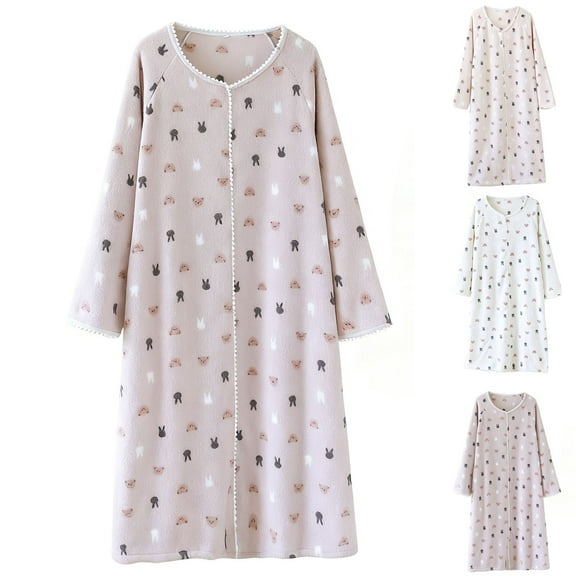 QLEICOM Sleep Shirts for Women,Thermal Long Sleeve Women,Women's Print Sleepshirt with V-Neck and Long Sleeve for Comfortable Lounge Wear Soft Pajama Top for Relaxing At Home In Style