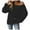 Black, variant on Women's Sweater Solid Off Shoulder Long Sleeve Shirts Casual Loose Fit Knitted Fall Winter Clothes