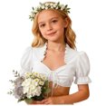 thumbnail image 2 of VUHXZWAF Girl Shirts Short Sleeve V Neck Going Out Crop Tops Kids Summer Soft Tee Clothes Size 9-10 Years, 2 of 3
