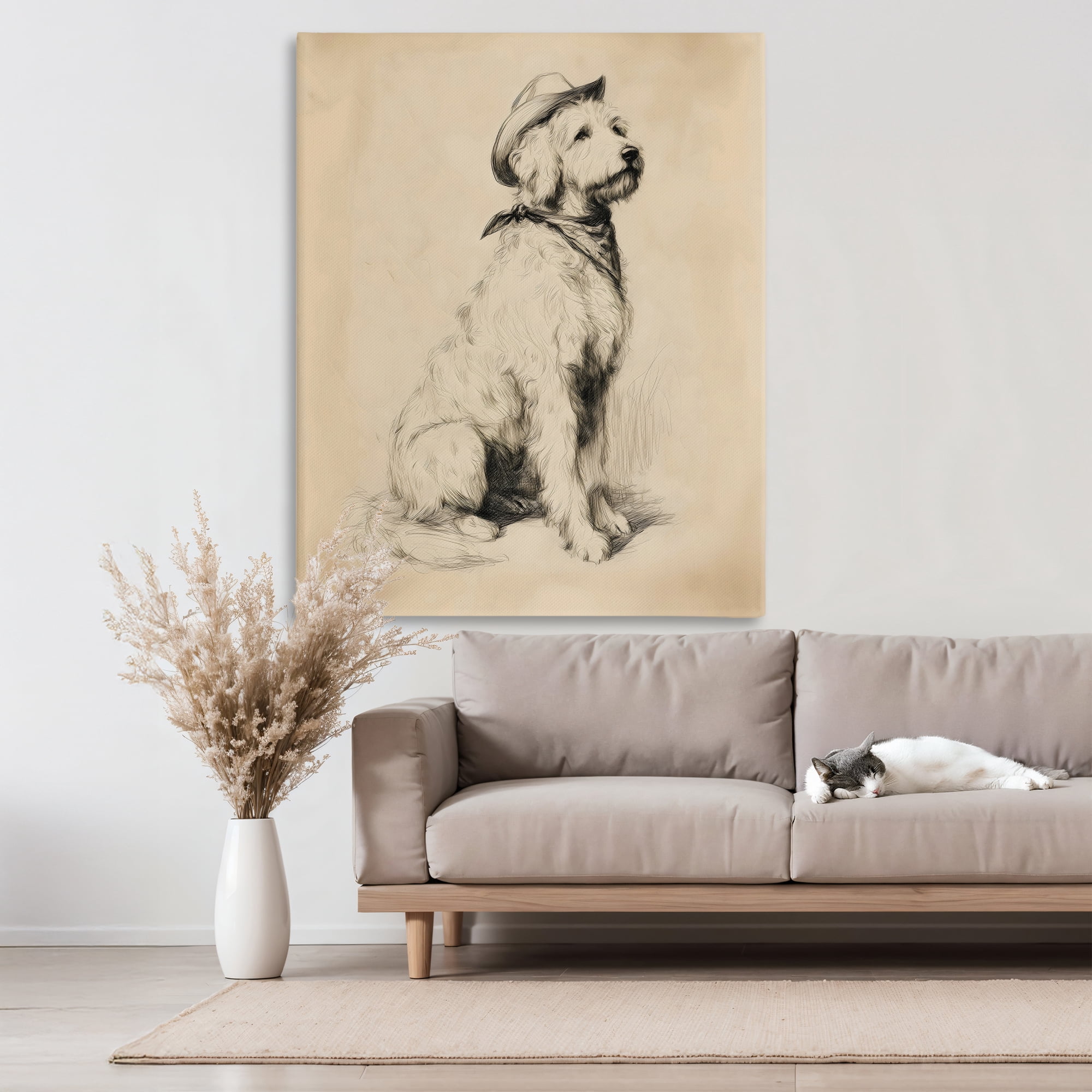 Stupell Industries Cowboy Goldendoodle Sketch Canvas Wall Art, design by Arlington Prints