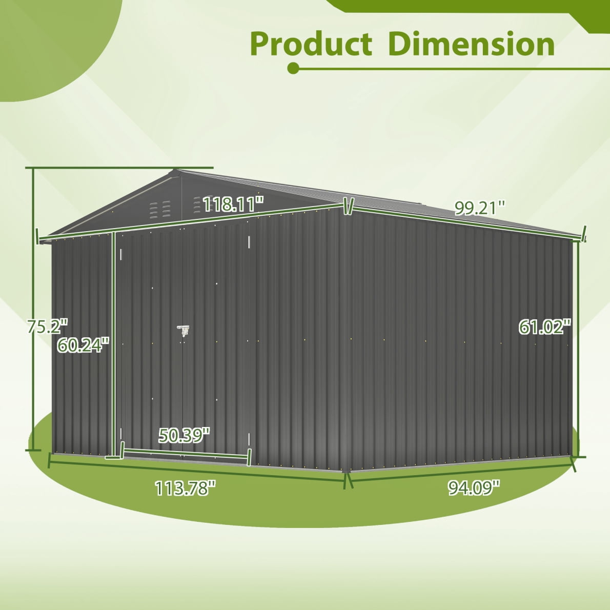 10X8 FT Outdoor Storage Shed, Metal Tool Shed & Outdoor Storage with Lockable Door and Vents Ideal for Bicycles, Tools, Lawnmowers, Backyards, Patios, Lawns