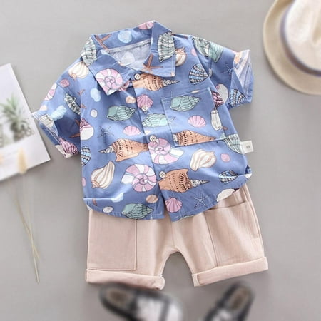 

Baby Boys Kids Short-Sleeved T-shirt Shorts Suit Set Casual Cartoon Print Children Summer Korean Style 6M-4T ECHENO