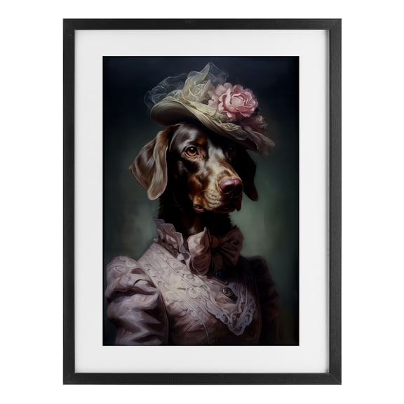 Stupell Industries Chocolate Lab Victorian Era Black Framed Print Under Glass design by Wumples, 20 x 14