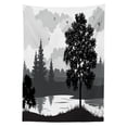 thumbnail image 3 of Ambesonne Scenery Tablecloth Rectangular Table Cover, Trees Birds Cloudy Sky, 52"x70", Black and Grey, 3 of 4