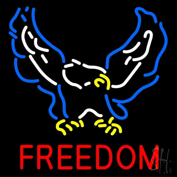 Freedom LED Neon Sign 16" Tall x 16" Wide - inches Black Square Cut Acrylic Backing, with Dimmer - Premium built indoor Sign for Club, Home décor, Event, Workshop, Storefront.