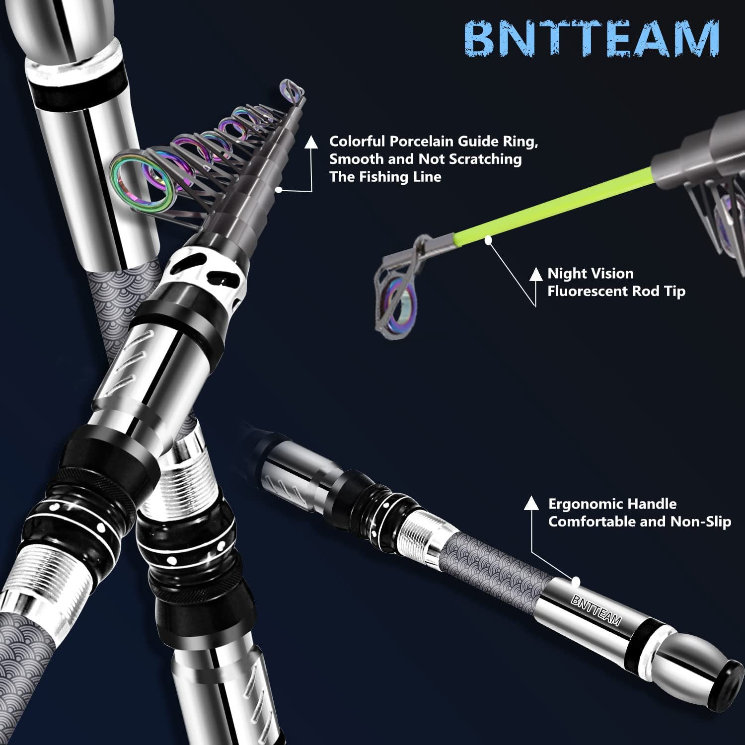 BNTTEAM Portable Fishing Spinning Rod and Reel Combo set