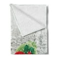 thumbnail image 2 of Christmas Soft Flannel Fleece Throw Blanket, Snowman in a Snowy Woodland Holiday Themed Arrangement Winter Season Print, Cozy Plush for Indoor and Outdoor Use, 70" x 90", White and Red, by Ambesonne, 2 of 5
