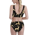 thumbnail image 3 of Daiia Christmas Gold Deers printed 2 piece Swimsuit Bikinis for Women High Waisted Racerback Bathing Suits Summer Tummy Control Scoop Neck Swimwear-X-Large, 3 of 8