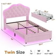 thumbnail image 2 of Afuhokles Twin Size Bed Frame with LED Lights and 2 Drawers, Upholstered Platform Bed, Pink, 2 of 8