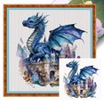 thumbnail image 1 of (11CTACC-4581__C__50X50) Hilo algodón ecológico bordado 11CT 3 hebras impresión 50*50cm dragón en el castillo kit serie punto cruz, 1 of 9