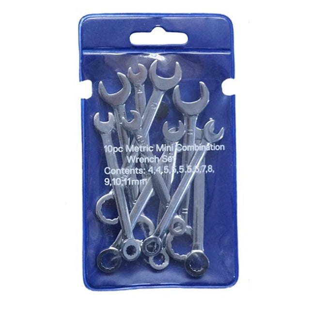 10 Pcs Mini Clé d'Ingénieur à Double Tête, Clé à Anneau Décalé, Outils de Combinaison, Clé 4-11mm, Ensemble de Clés à Main