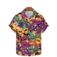 thumbnail image 4 of Ceisia Men's Mardi Gras Festive Print Short Sleeve Button-Up Shirt Collection | Ornate Mask Collage Button-Up Shirt Gifts, 4 of 5