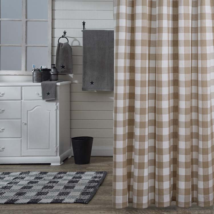 Park Designs Natural Buffalo Check Shower Curtain 72"