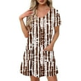 thumbnail image 1 of Liquidation d'Été 2025! Robe Grande Taille pour Femmes, Liquidation de Robe d'Été pour Femmes, Mode Féminine Robe Décontractée à Manches Courtes Imprimée Col en V, 1 of 4
