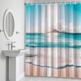 thumbnail image 5 of Summer Blue Sky Shower Curtain for Bathroom Decor, Modern Style Ocean Beach Wave Waterproof Fabric Shower Curtain, 36"x78" Set with 12 Hooks, 5 of 9