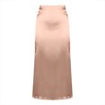 thumbnail image 4 of Wyobmus Women's Satin High Waist Maxi Skirt Elegant Hidden Side Zipper Elastic Waist Flared A Line Midi Skirts B-Beige, 4 of 5