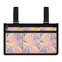 Jiueut Lemon Koala Wheelchair Armrest Side Hanging Storage Bag Wheelchair Pouches with Pockets for Women Street Side Bag for Wheelchair Armrest Wheelchair Arm Bag