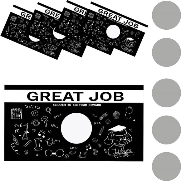 120 Sheets Rectangle Coated Scratch Off Film Reward Cards DIY Scraping Award Card Dog Pattern 50x90mm