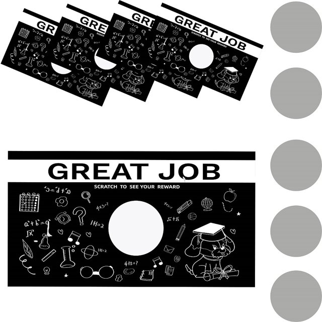 120 Sheets Rectangle Coated Scratch Off Film Reward Cards DIY Scraping Award Card Dog Pattern 50x90mm