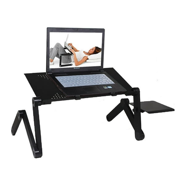 Height Adjustable Laptop Table Stand for 7-17" laptops , Portable Computer Stand with Mouse Pad Bed Tray Desk Book Fans, Black