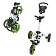 Caddymatic Golf X-Lite One-Click Folding Pull/Push Golf Cart White/Green