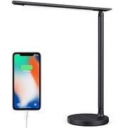 LED Desk Lamp, BOMT Eye-Caring Dimmable Table Lamps with USB Charging Port, 4 Lighting Modes, 7 Brightness Levels, Touch Control, Folding Multi-angle Led office Lamps Bed Night Light with