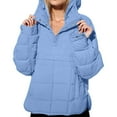 thumbnail image 5 of RYRJJ Women's Oversized Hooded Puffer Jacket Quilted Lightweight Pullover Long Sleeve Winter Warm Padded Hoodies Coat with Pocket(Light Blue,S), 5 of 9