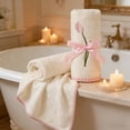 thumbnail image 4 of FEOLGEHLY Decorative Floral Hand Towels for Bathroom 13x 9 inch Tulip Lavender Hand Towels Coral Velvet Absorbent Bath Decor for Spring Yoga Spa Gift, White, 4 of 6