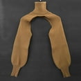 thumbnail image 5 of RMGVDSD Women's Turtleneck Shrug Sweater Long Sleeve Turtleneck Cutout Knitted Arm Warmer Cropped Sweaters Solid Color Casual Classic Soft Sweater /Khaki, 5 of 5